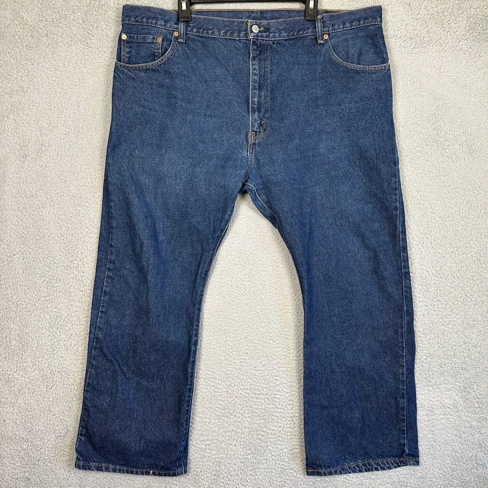Levis 517 Jeans Mens 44X30 Blue Bootcut Dark Wash Distressed Red Tab Denim Pants